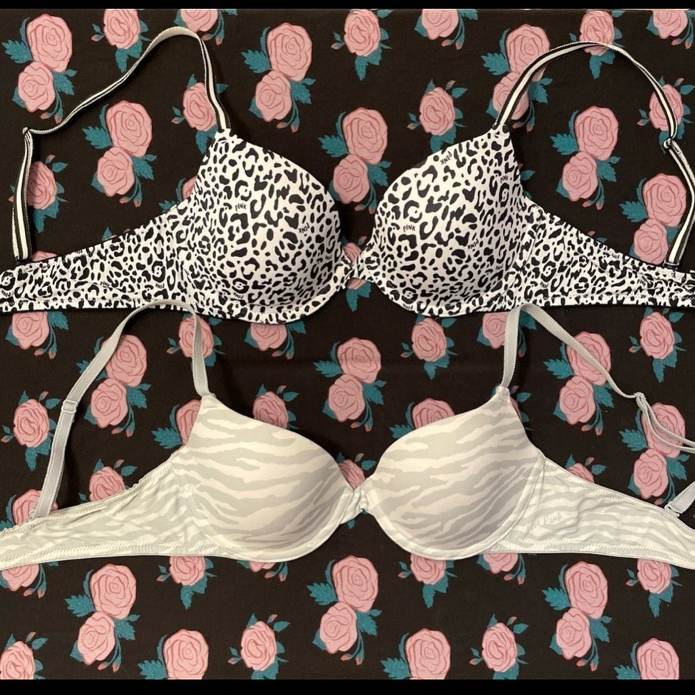 PINK 34B animal print bras